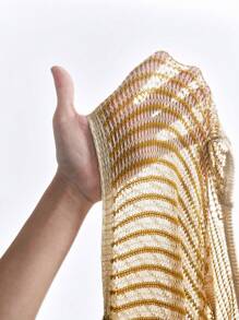 Arave Women's Fashionable Casual Loose Striped Midi Dress,Vacation Outfits Women,Vacation Dresses,Crochet Dress,Women Cover Up,Boho Dress Women,Hawaii Outfits Women,Beach Dresses For Women,Beach Vacation Outfits,Fairycore,Classy Outfits For Women,Beach Dresses For Women Knitted Sweater - Green - View 8