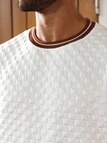 Manfinity Homme Young Men's Street Style, Minimalist Design, 2-Piece Cotton T-Shirt Set, Slim Fit Texture Fabric Short Sleeve T-Shirt, Simple Star Embroidery Craft, Casual And Relaxed Street Style, Suitable For Daily, Leisure, Fashion Wear, Street Life; Gift For Holidays, Unisex - White - View 2