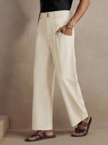 AKNOTIC Business Casual 男士梭织修身中腰直筒休闲裤，适合日常穿着，毕业礼物