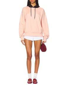 Champion 1 件女式撞色长袖抽绳连帽休闲运动衫 - 粉色 - 查看 3