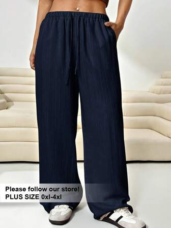 Solflare 女式加大码海军蓝梭织宽松长裤