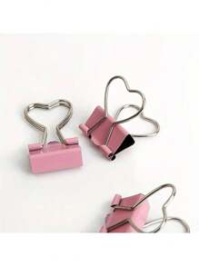 10pcs Pink Heart-Shaped Paper Clips, Ideal For Organizing Paper, Notes, Photos And Documents - Office, Home, School And Craft Supplies - Pink - View 10