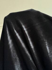 SHEIN EZwear 秋冬大码女式纯色天鹅绒修身前拉链连帽长袖休闲夹克 - 黑色 - 查看 10