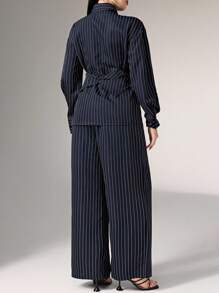 Heiryn Bộ đồ hai mảnh phong cách Hàn Quốc lấy cảm hứng từ phong cách cổ điển, bo eo, đa năng khi đi làm và mặc hàng ngày - Màu xanh hải quân - Xem 6