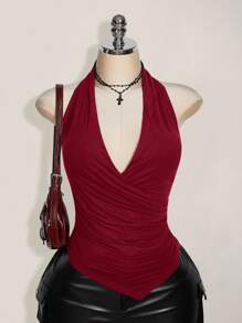 SHEIN ICON 加大码不对称下摆垂坠领宽松背心，Y2K 风格，适合夏季休闲穿着