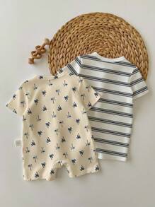 SHEIN Newborn Unisex Printed Romper Suitable For Summer - Multicolor - View 2