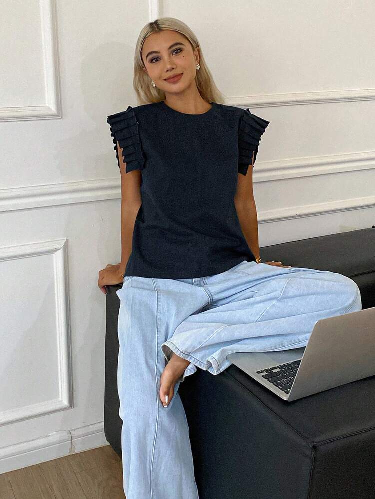 New Autumn Back To School Loose Casual Round Neck Sleeveless Women Blouse,Teacher