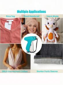 Professional Tagging Gun For Clothes - Quick No-Sew Fabric Fixer With 6 Fine Needles & 1000 Fasteners, Speedy Hemming Tool For Garments, Micro Stitchy Repair Kit (Sticky Sewing Alternative - Multicolor - View 4