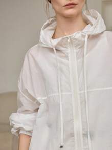 Dazy-Less 女士宽松商务休闲连帽雪纺衬衫，长袖轻薄外套，适合办公室穿着，春夏秋季女装外套