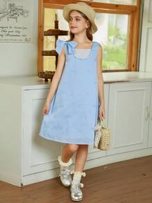 Hapijoa Tween Girls Daily Casual Fall Dress - Blue - View 4