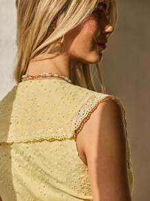 Aralina Summer / Fall Beach Vacation Peter Pan Collar Broidery Detail Streetwear Stockholm Style Party Mini Dress