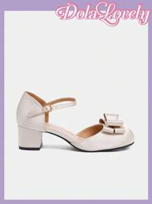 Dola Lovely 优雅蝴蝶结玛丽珍高跟鞋 - 杏色 - 查看 7