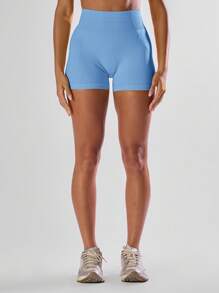 Musera Sport 高腰迷你短裤，舒适运动健身，适合健身房、跑步、网球、板式网球、匹克球、瑜伽、普拉提等运动，秋季日常休闲穿着。 - 藍色 - 查看 2