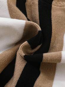 SHEIN Baby Boys Crew Neck Striped Patchwork Long Sleeve Sweaters, Multi-Color Fall Winter - White - View 6