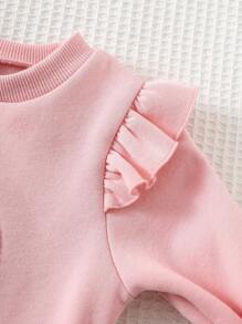 Cozy Pixies 2件套女婴草莓图案柔软针织圆领长袖运动衫和松紧腰裤套装 - 彩色 - 查看 6