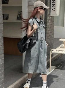 Dazy Kids Girl Teens Denim Overall Dress, Fall