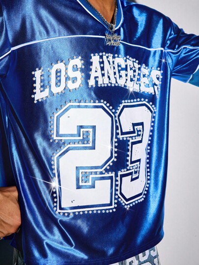 Prep Men's Summer Letter Print V-Neck Short Sleeve Casual T-Shirt