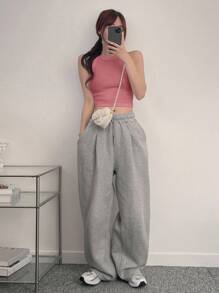 DAZY 女式纯色圆领罗纹短款运动背心