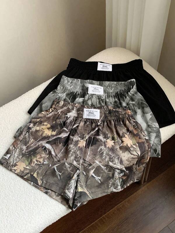 Comfortcana Lightweight Woven Women's With Raw Hem And Relaxed Fit For Casual Style Camo Shorts