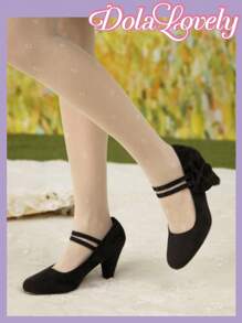 Dola Lovely Vintage Blumenmuster High Heel Einfache Pumps, Multifunktional & Praktisch - Schwarz - Übersicht 5