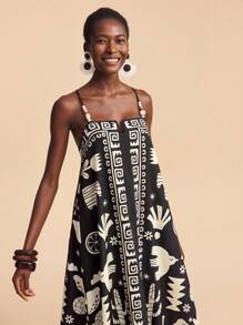 Travachic Elegant Black Spaghetti Strap Maxi Dress With Stylish Textured Details And Regular Fit African Dress Geometric Print Dress African Print Dress Black And White Dress Beaded Strap Dress, Bohemian Outfits, Ibiza Outfits, Western Style - Black - View 4