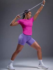 Powerista 透气柔软运动T恤紧身衣健身房女士衬衫 - 玫紅色 - 查看 7