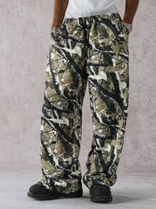 Manfinity EMRG Casual Fashion Outdoor Street Loose Straight-Leg Men Sweatpants Camo Pants Wide Leg Pants Baggy Pants Harajuku Pants Abstract Camo Pants - Khaki - View 1