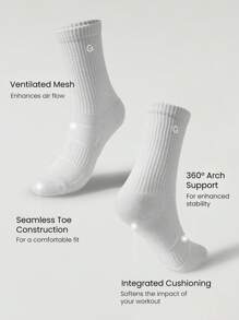 GLOWMODE 3 Pairs Socks Soft Ventilated Mesh With Embroidered Logo Gym Workout Daily - Multicolor - View 5