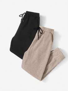 SHEIN Cottnline Quần nỉ trơn màu đơn giản có dây rút - Nhiều màu - Xem 3