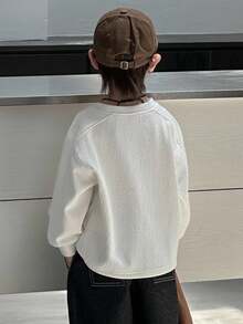 DAZY Young Boy Loose Fit Thermal Lined Sweatshirt, Casual Letter Print, Autumn Thermal Lined, Winter - White - View 4