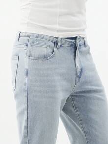 Manfinity Homme Jeans casual da uomo di strada con vestibilità slim e bassa elasticità, in blu denim