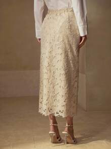 MOTF PREMIUM SCALLOP TRIM LACE SKIRT - Apricot - View 3