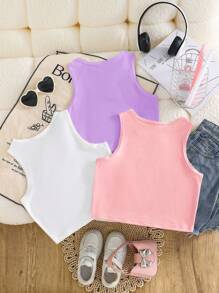 Sparklyn 3件套心形印花时尚背心，适合少女 - 白色 - 查看 2