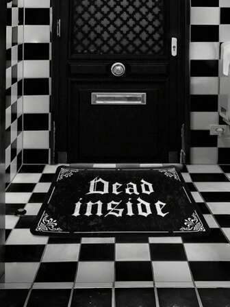 Goth 1 pezzo Zerbino stampato in bianco e nero, resistente alla sporcizia e antiscivolo, tappeto da pavimento in stile gotico, adatto per bagno, camera, ingresso, decorazione casa