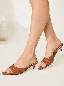 CUCCOO CHICEST 尖头细高跟鞋百搭女士高跟凉鞋 - 咖啡棕 - 查看 5