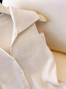 Franclia Bluză tricotată cu guler înalt, casual, versatilă, pentru naveta zilnică, potrivită pentru toate nevoile - Bej - Vizualizare 7