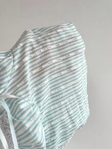 Elamini Áo hai dây họa tiết sọc in tương phản phong cách kỳ nghỉ hè dành cho nữ - Màu xanh lam - Xem 6