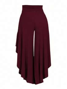 DreamSkyne Plus Size Casual Solid Color Asymmetrical Hem Wide Leg Pants Fall Cloth For Women