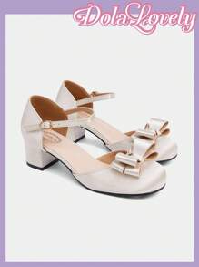 Dola Lovely 优雅蝴蝶结玛丽珍高跟鞋 - 杏色 - 查看 8