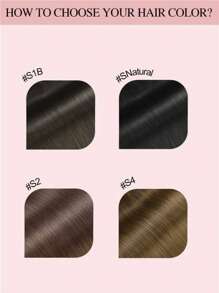 V Shape Clip In Hair Extension 100% Human Hair 1 Pc With 4 Clips Dark Brown Color Straight Hair For Women Easy To Style With Hair Curler And Straightener Invisible Suitable For Add Volume Lightweight All Day Wear