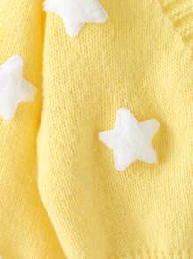 SHEIN Playful Pals Jeune fille à la mode décontractée mignon doux Cardigan pull 3D étoile
