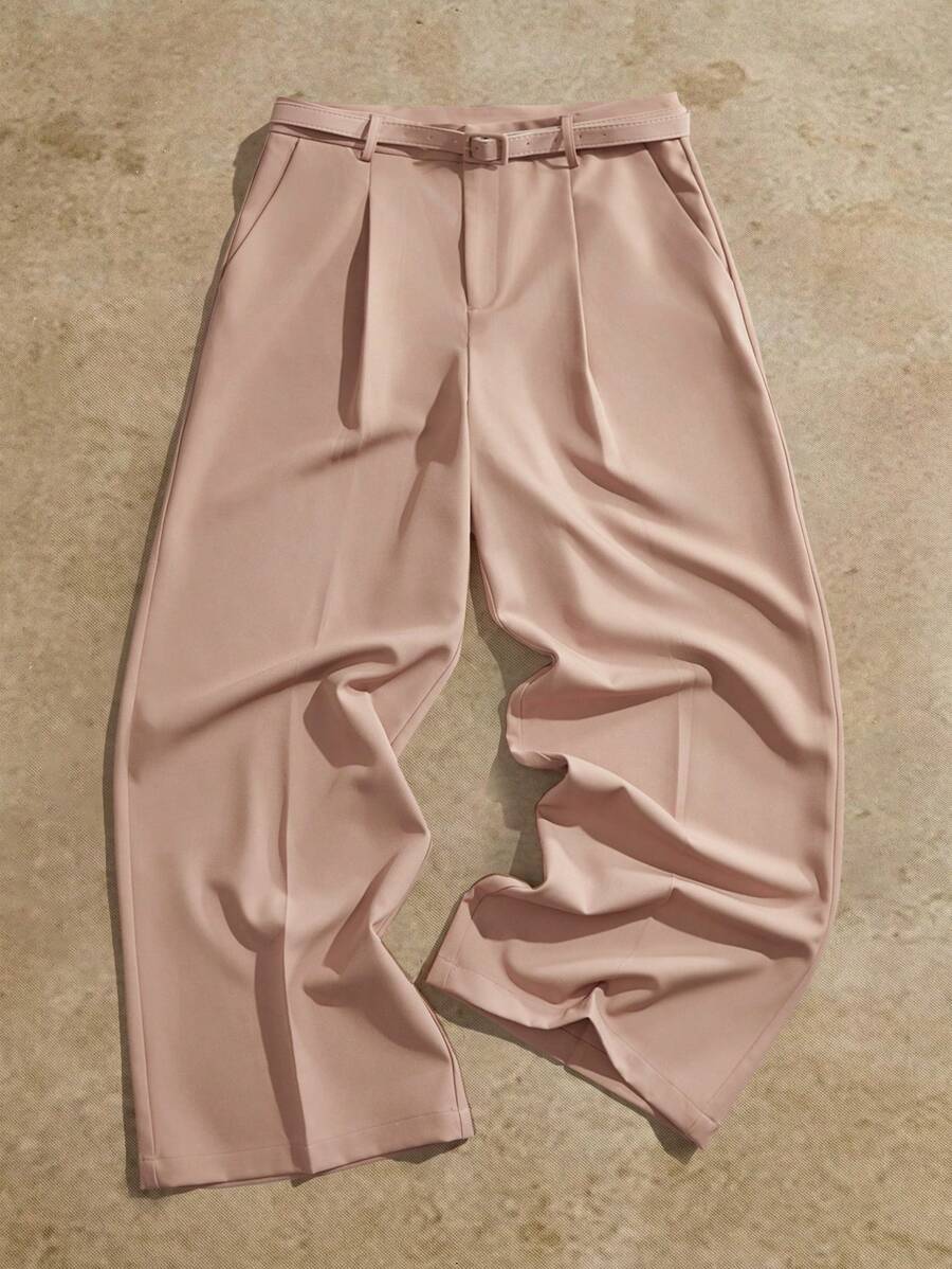 Manfinity BRENVOR Quần tây ống đứng thời trang ôm vừa vặn dành cho nam - Bụi hồng - Xem 1