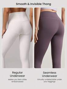 GLOWMODE 2 Packs Lightweight Breathable Sweat-Wicking Mid-Waist Full Coverage Seamless No-Show Underwear Daily Workout - Mauve Purple - View 2