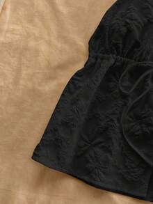 Soleia 女士度假白色纹理露背系带吊带背心，适合派对、约会、下午茶、海滩、夏季 - 黑色 - 查看 3