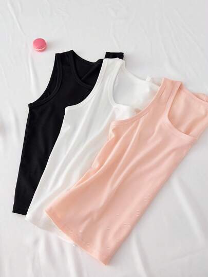 青少年女孩两件套简约纯色吊带背心
