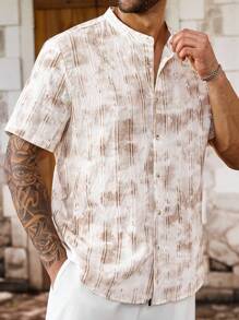 Manfinity Homme Áo sơ mi sọc giặt cỡ lớn cho nam đi nghỉ - Nhiều màu - Xem 3