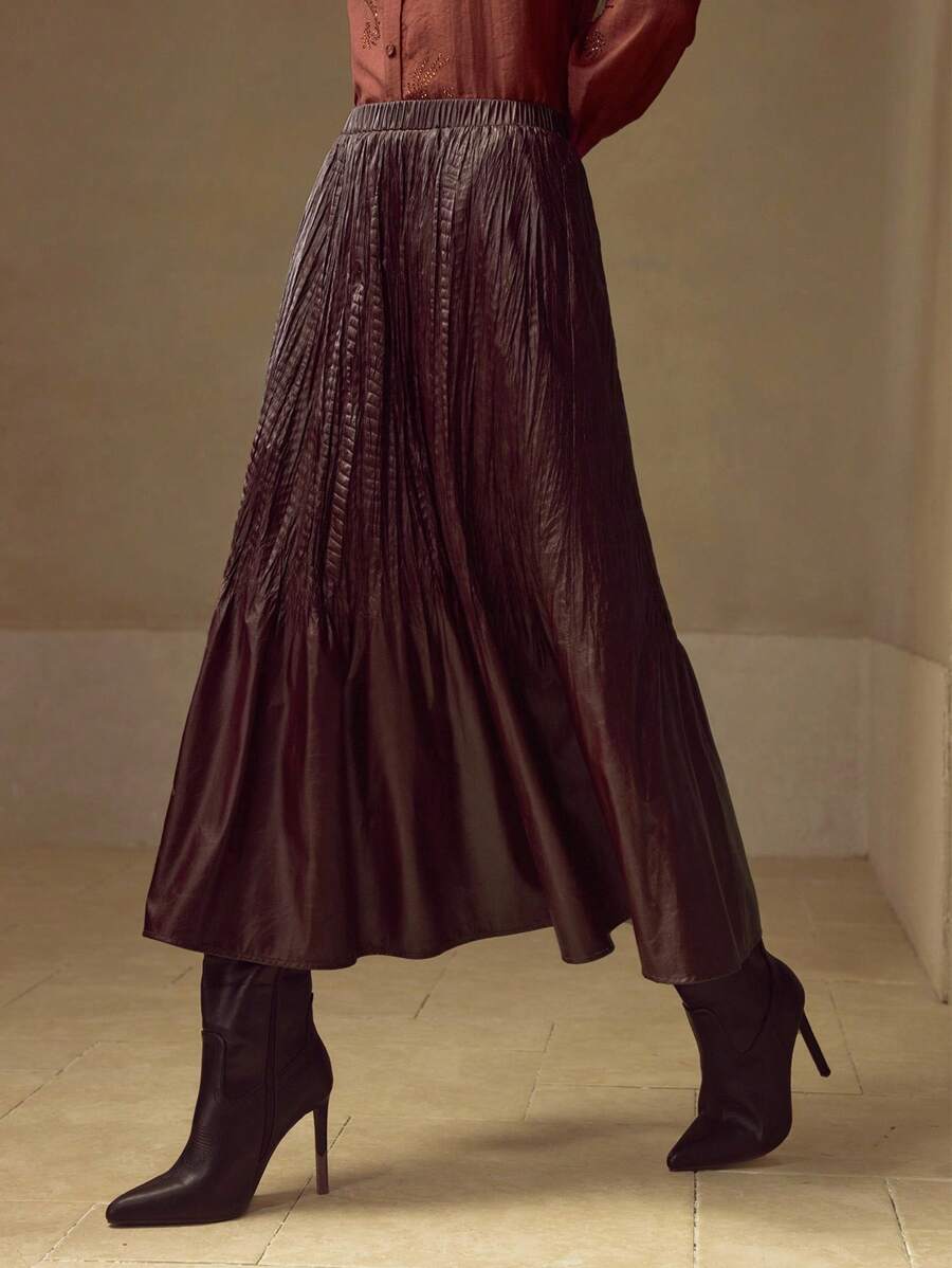 MOTF PREMIUM 弹力腰带修身百搭PU皮革短裙