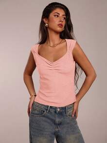 SHEIN Forever 21 海滩度假 夏季文艺复兴博览会 乡村音乐会 Y2K 上衣 毕业季外出甜心上衣 音乐节机场 复活节波西米亚风夏季上衣 女士夏季上衣 夏季母亲节毕业上衣 教堂女士女士上衣 - 粉色 - 查看 4