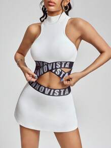 Innovista Innovista 女士运动网球套装，包括露脐运动上衣、运动文胸和短裙短裤，运动风格，内置字母条纹短裤口袋，必备配套运动服，适合从办公室到球场、早午餐到健身房的各种场合，两件套运动休闲装，全天候舒适透气，适合跑步、骑行、高强度间歇训练等各种运动，实用时尚。 - 白色 - 查看 2