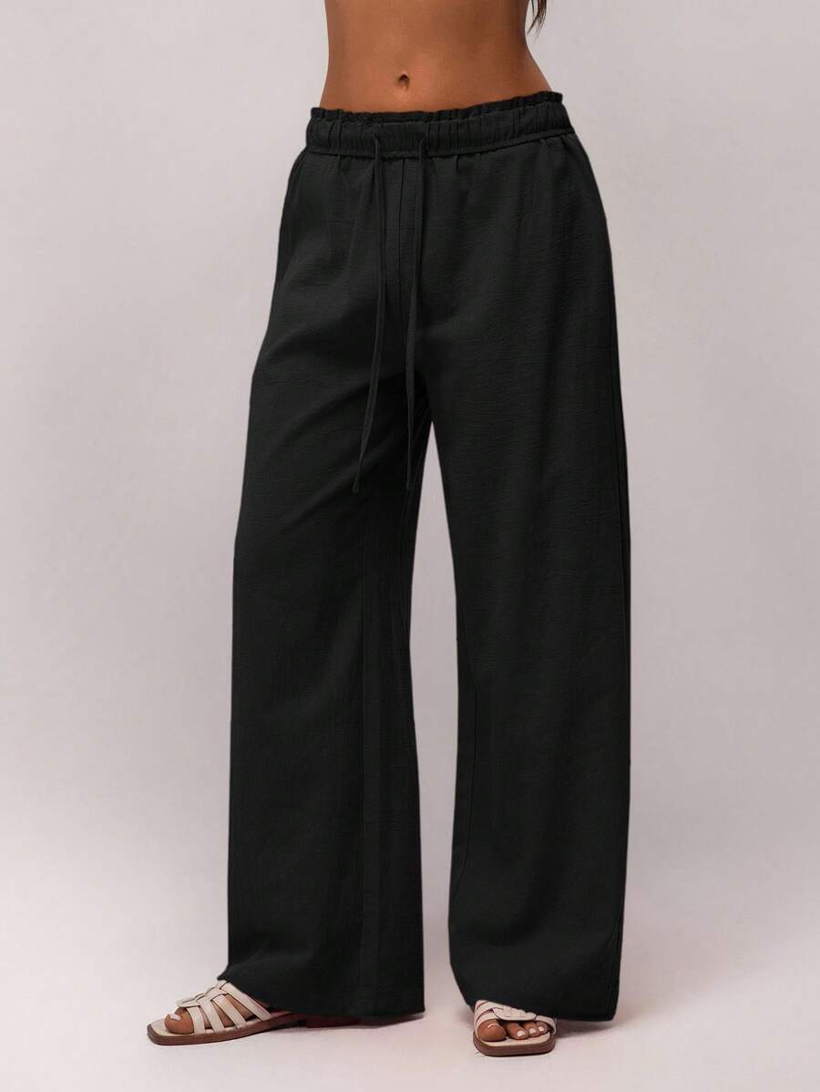 SHEIN Forever 21 女式低腰翻边休闲度假裤，春季